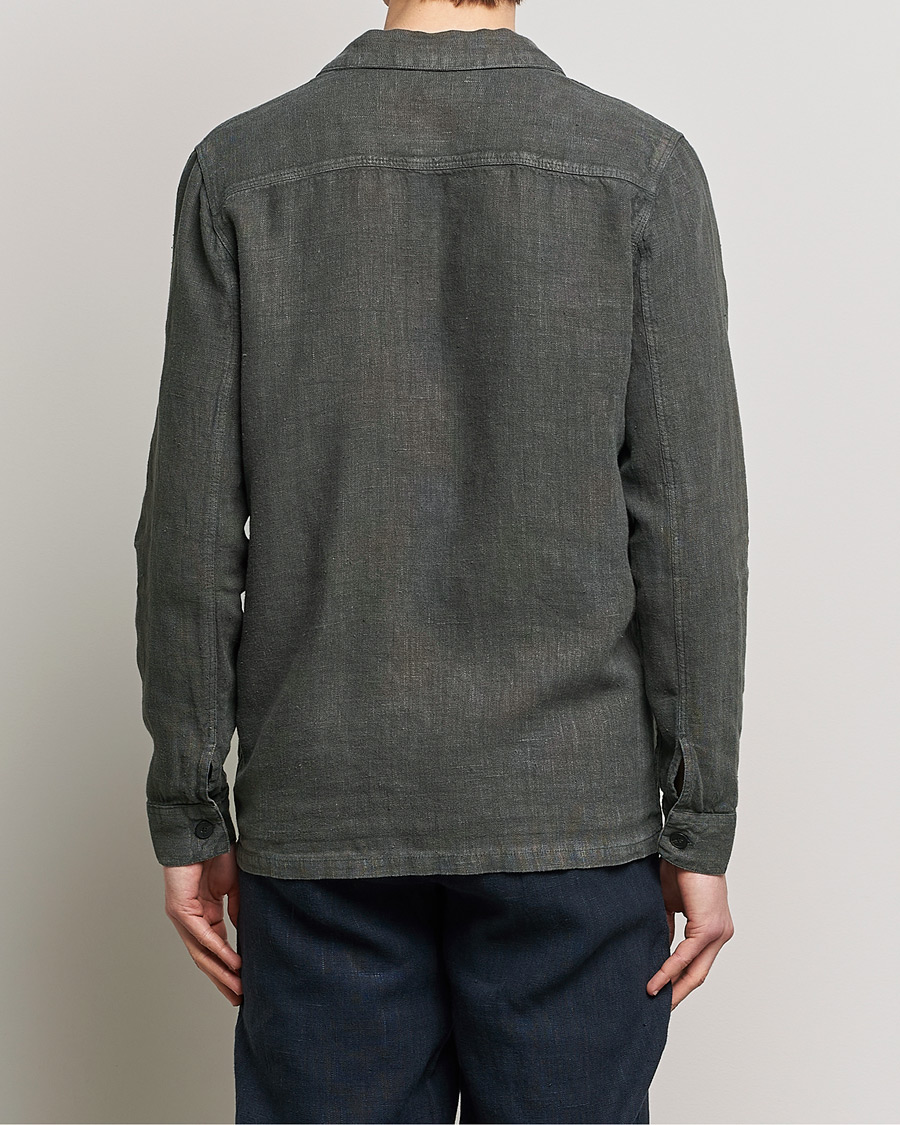 Uomini | Camicie | A Day's March | Bangher Linen Overshirt Olive