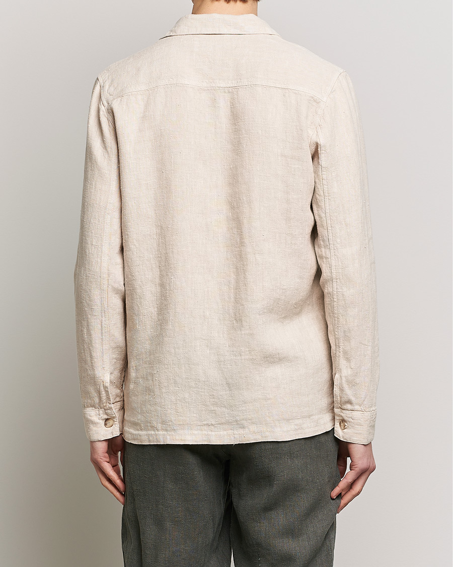 Uomini | Camicie | A Day's March | Bangher Linen Overshirt Oyster
