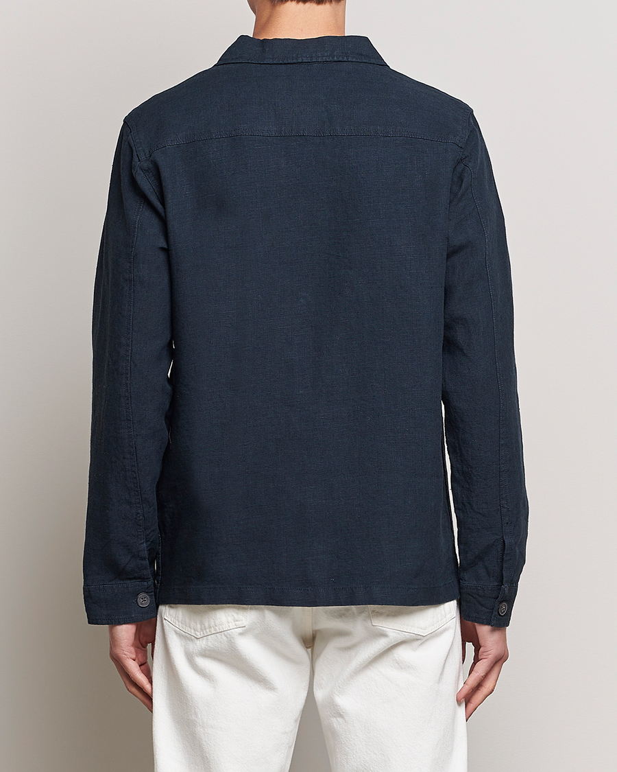 Uomini | Camicie | A Day's March | Original Linen Overshirt Navy