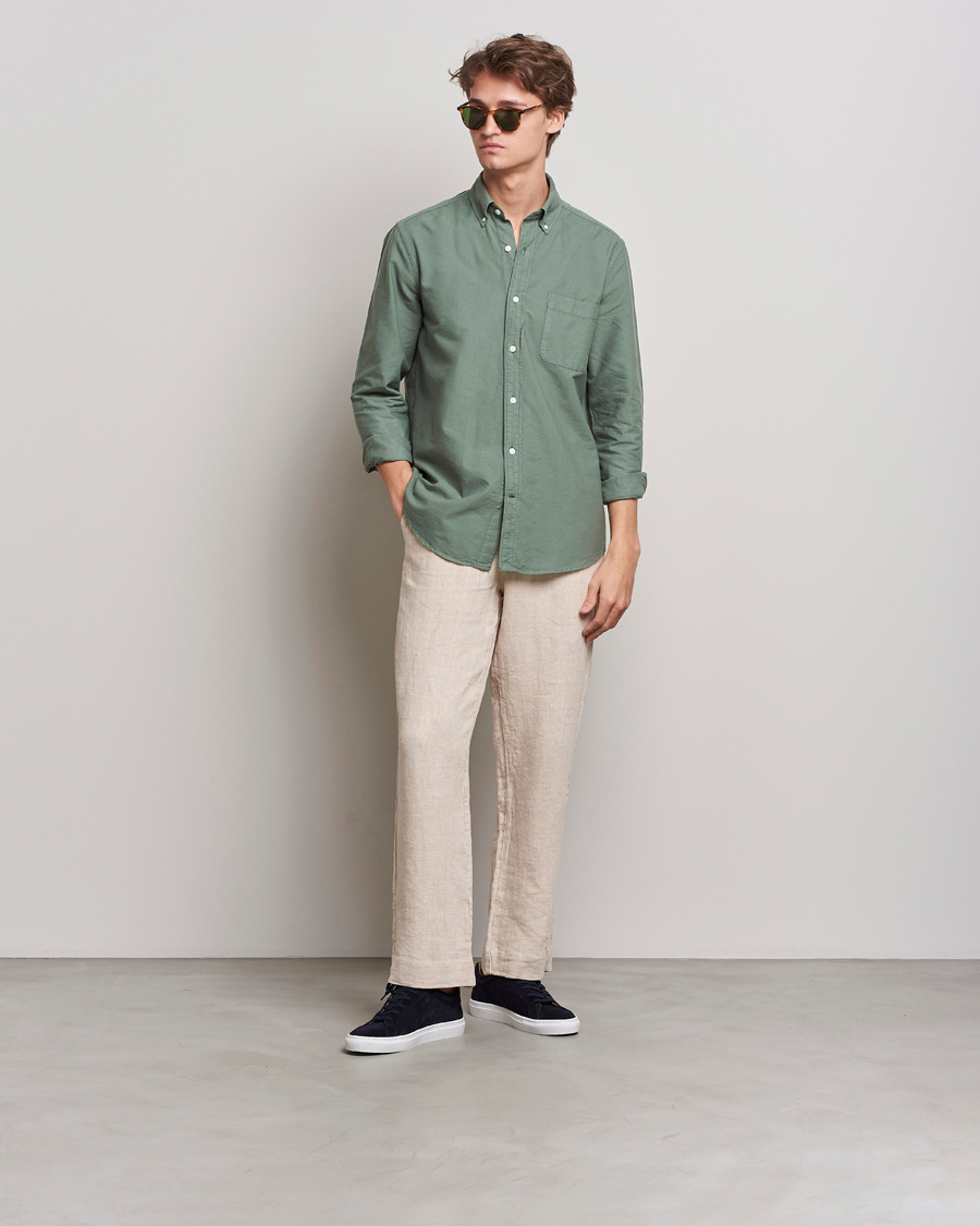 Uomini | Camicie | A Day's March | Moorgate Dyed Oxford Shirt Dusty Green