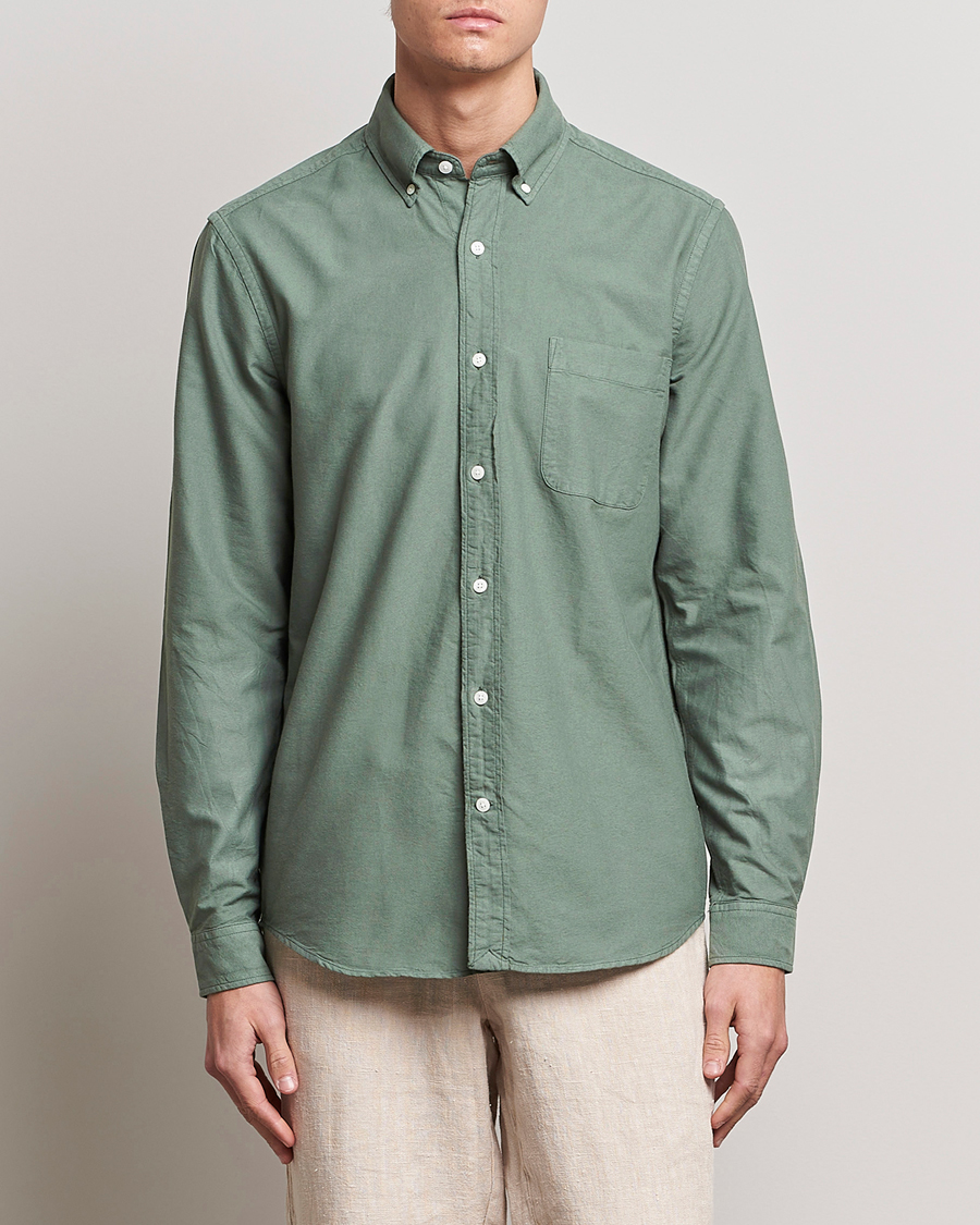Uomini | Camicie | A Day's March | Moorgate Dyed Oxford Shirt Dusty Green