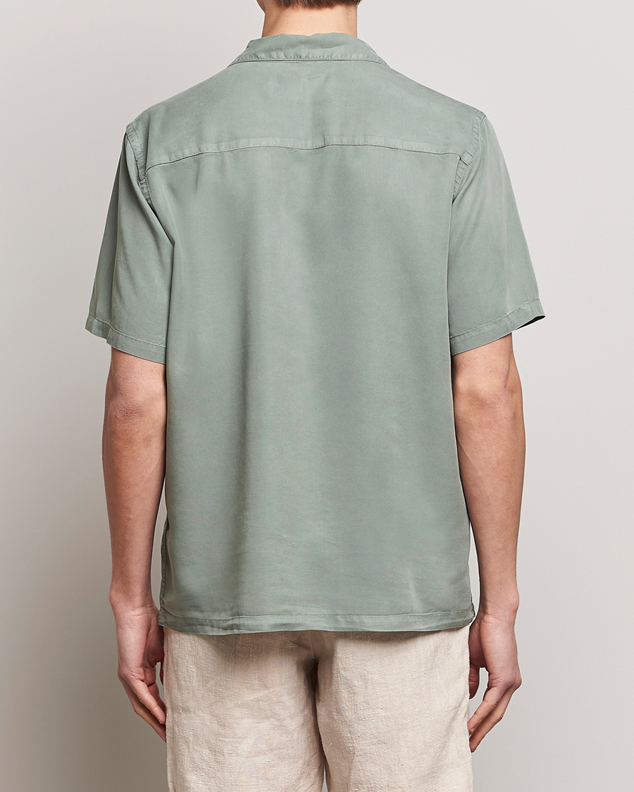 Uomini | Camicie | A Day's March | Yamu Short Sleeve Tencel Shirt Dusty Green
