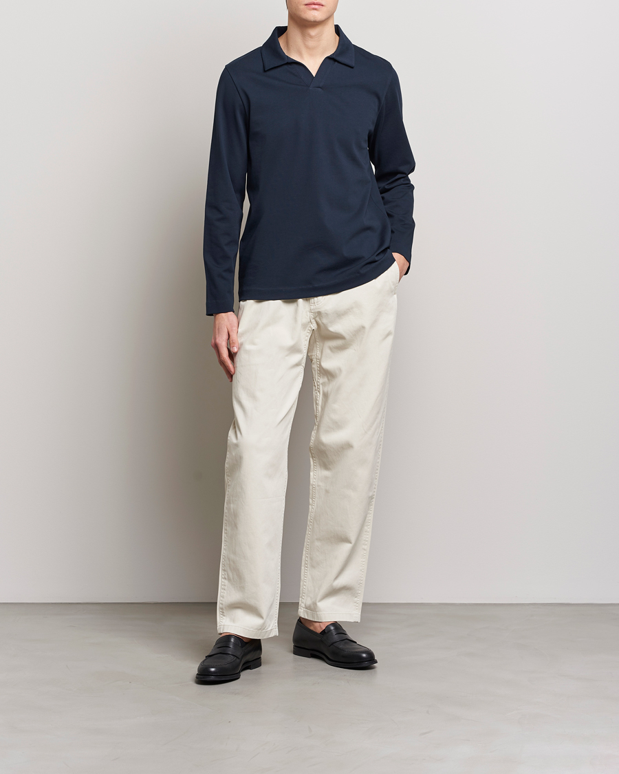 Uomini | Maglieria | A Day's March | Branford Long Sleeve Jersey Polo Navy