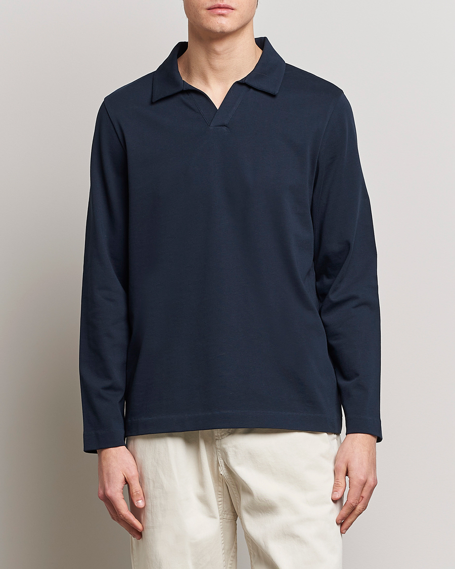 Uomini | Maglieria | A Day's March | Branford Long Sleeve Jersey Polo Navy