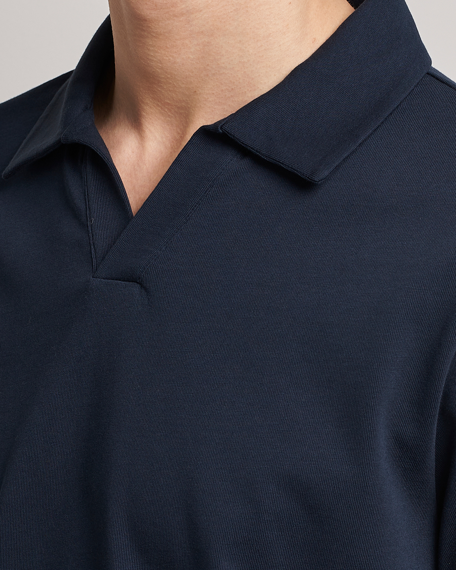 Uomini | Maglieria | A Day's March | Branford Long Sleeve Jersey Polo Navy