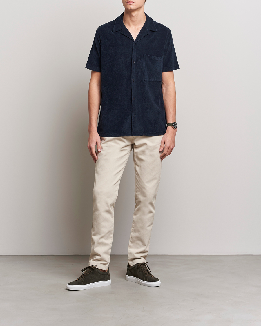 Uomini | Camicie | A Day's March | Yamu Short Sleeve Terry Shirt Navy