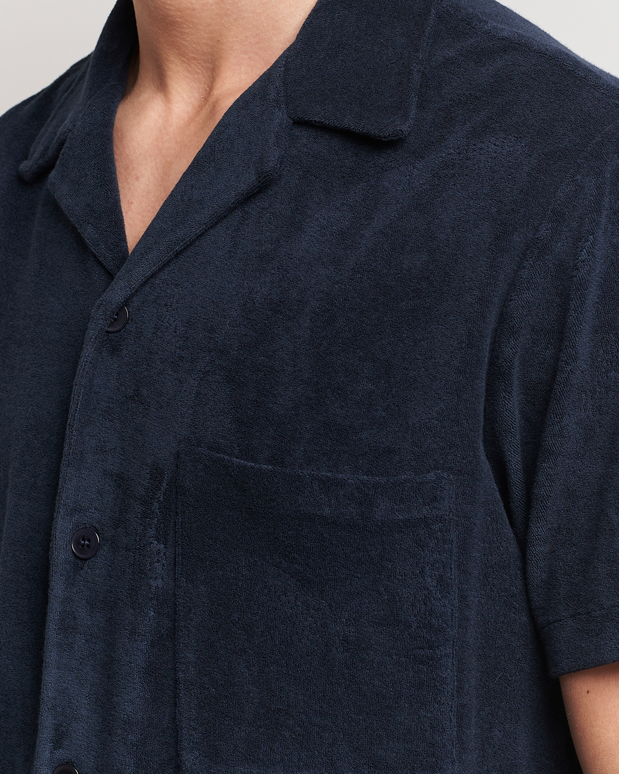 Uomini | Camicie | A Day's March | Yamu Short Sleeve Terry Shirt Navy