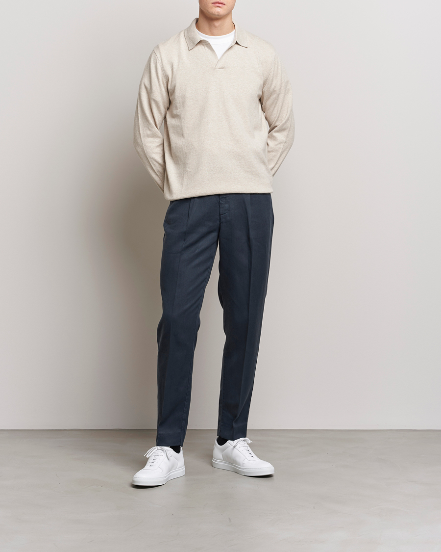 Uomini | Pantaloni | A Day's March | Smart Trouser Tencel Navy