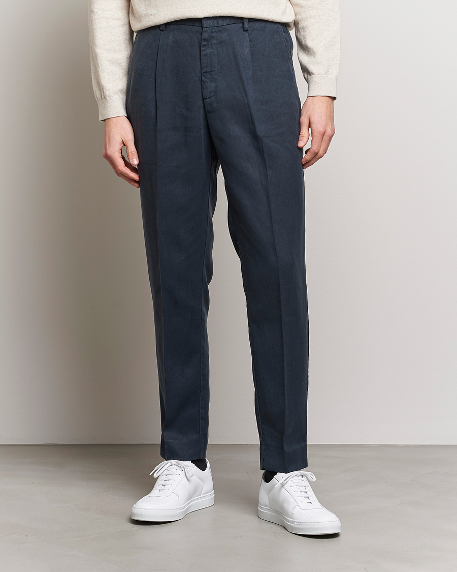 Uomini | Pantaloni | A Day's March | Smart Trouser Tencel Navy