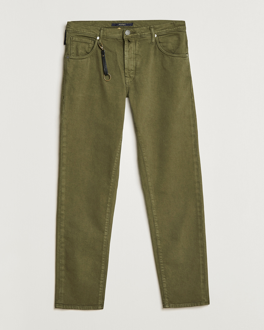 Uomini | Pantaloni | Incotex | Cotton Stretch 5-Pocket Pants Military Green