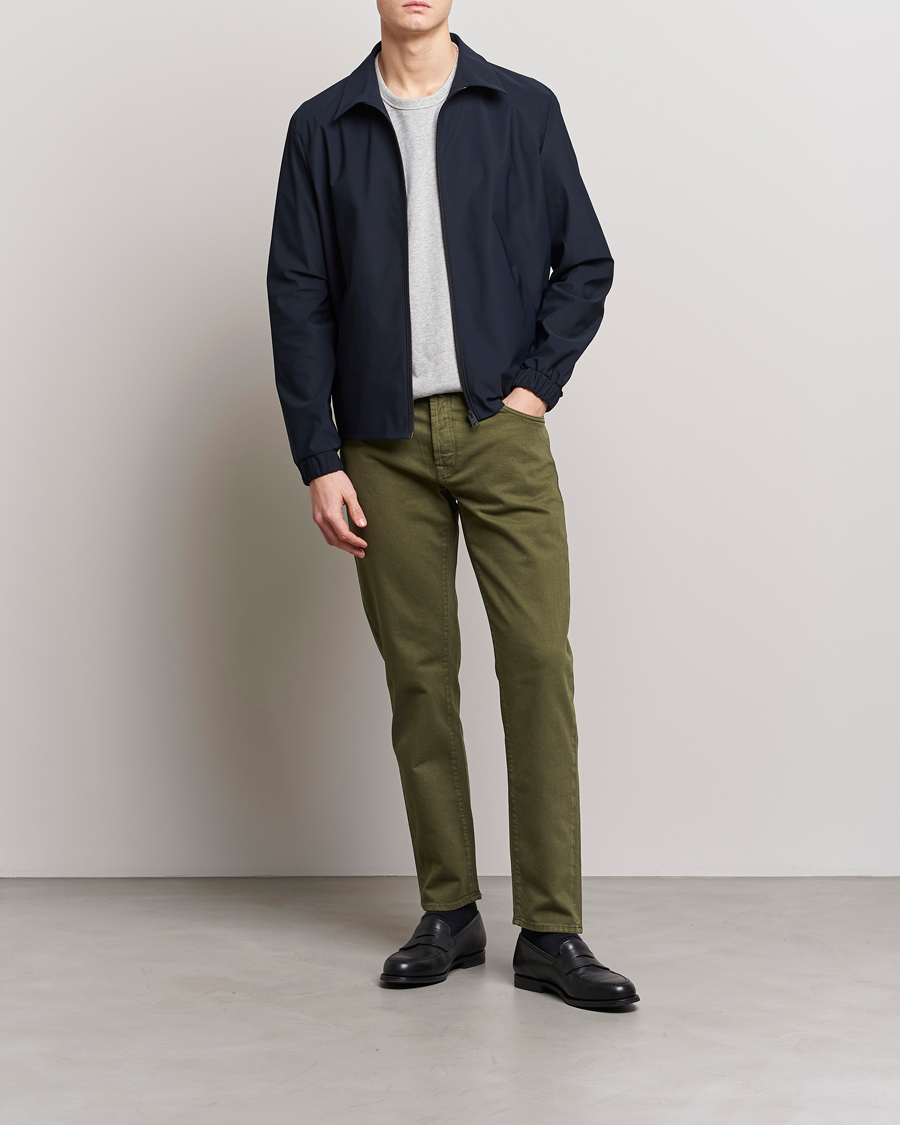 Uomini | Pantaloni | Incotex | Cotton Stretch 5-Pocket Pants Military Green