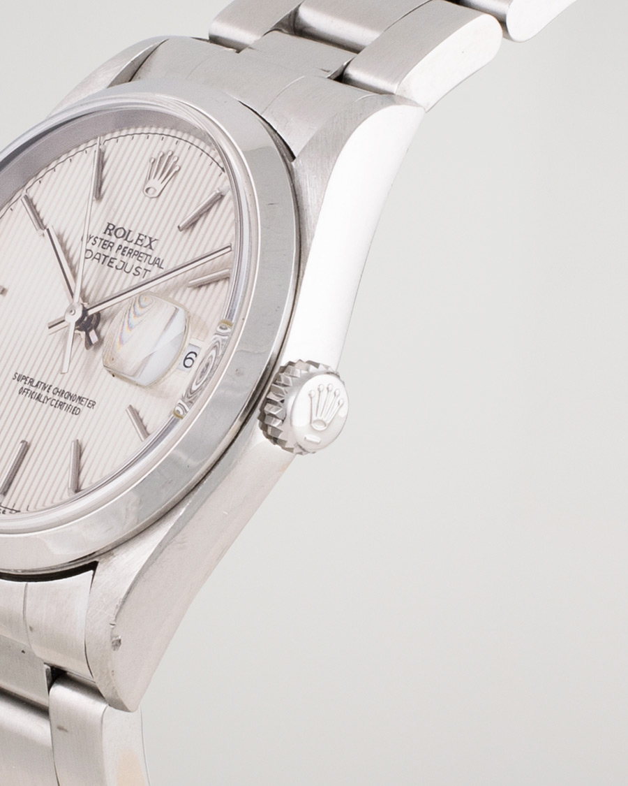 Uomini | Rolex Pre-Owned Datejust 16200 Oyster Perpetual Steel White | Rolex Pre-Owned | Datejust 16200 Oyster Perpetual Steel White