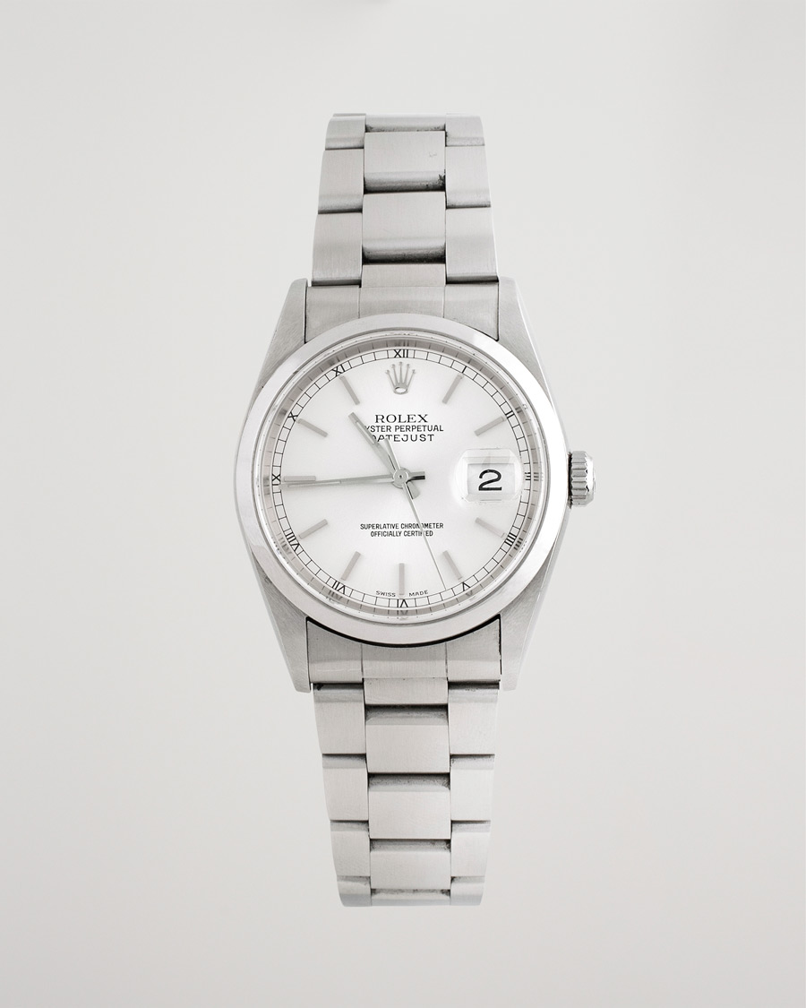 Uomini | Rolex Pre-Owned Datejust 16200 Oyster Perpetual Steel Silver | Rolex Pre-Owned | Datejust 16200 Oyster Perpetual Steel Silver