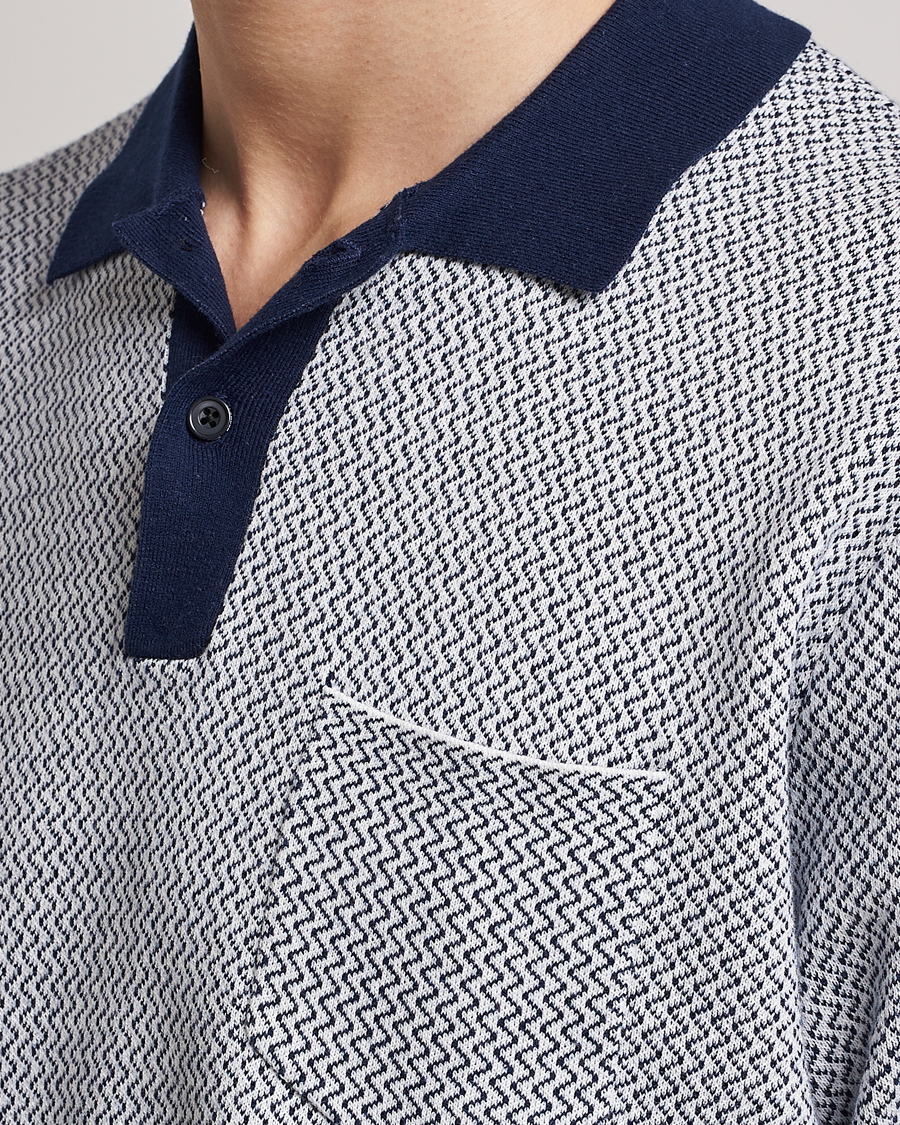 Uomini | Polo | BEAMS PLUS | Two-Tone Jacquard Polo Navy