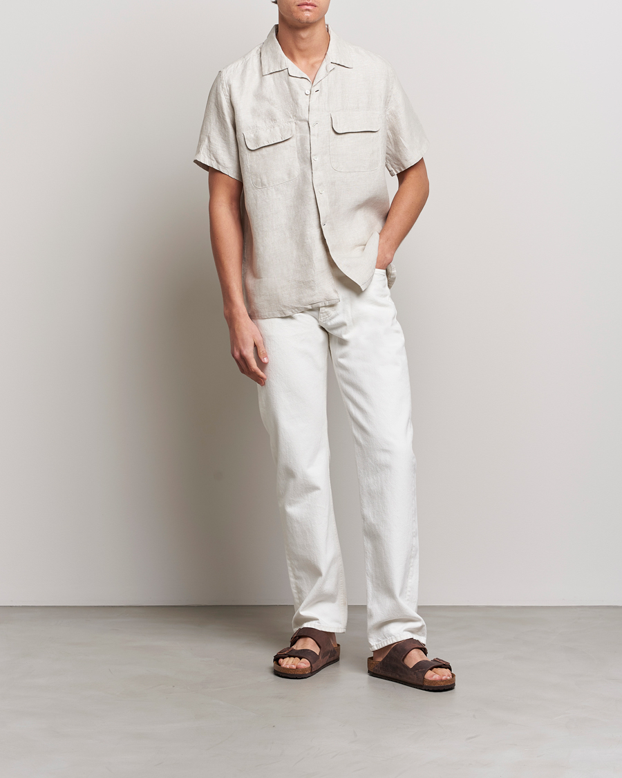 Uomini | Camicie | BEAMS PLUS | Linen/Chambray Camp Shirt Natural