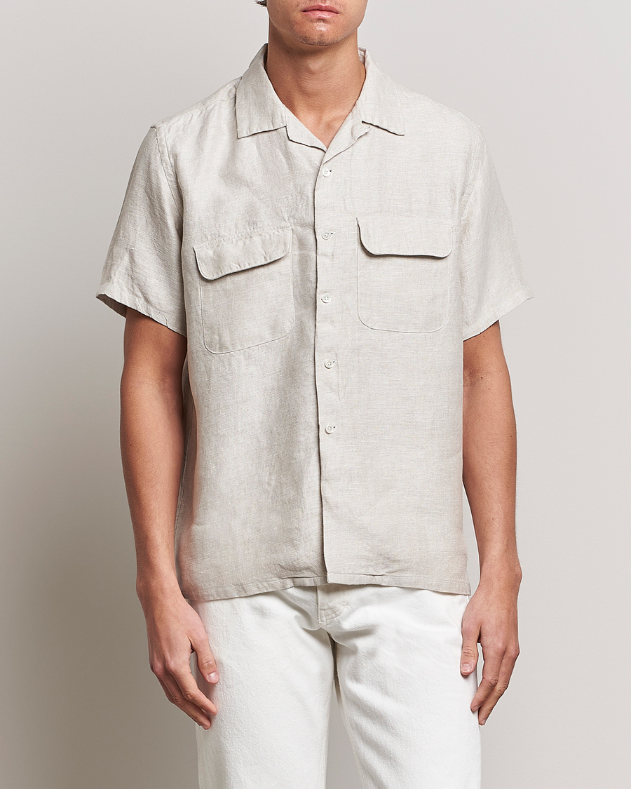 Uomini | Camicie | BEAMS PLUS | Linen/Chambray Camp Shirt Natural
