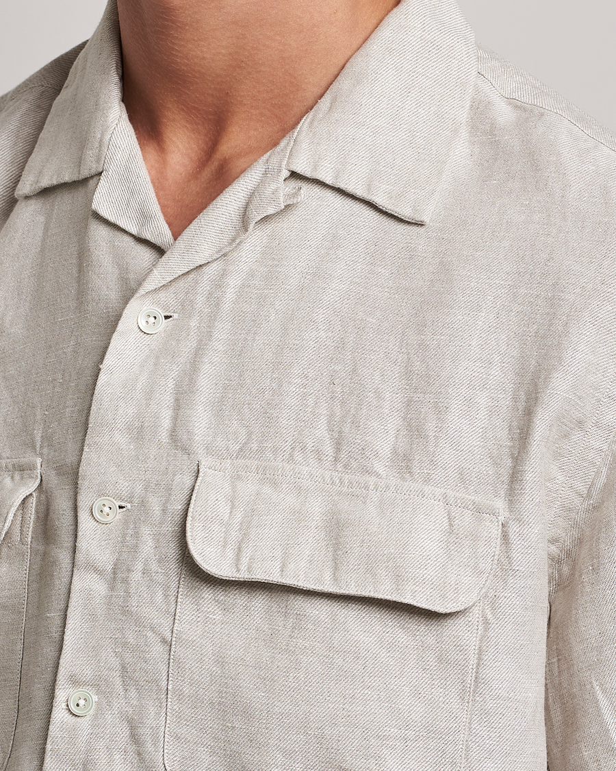 Uomini | Camicie | BEAMS PLUS | Linen/Chambray Camp Shirt Natural