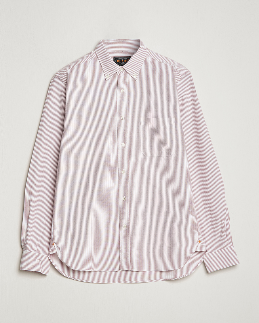 Uomini | Camicie | BEAMS PLUS | Oxford Button Down Shirt Wine Stripe