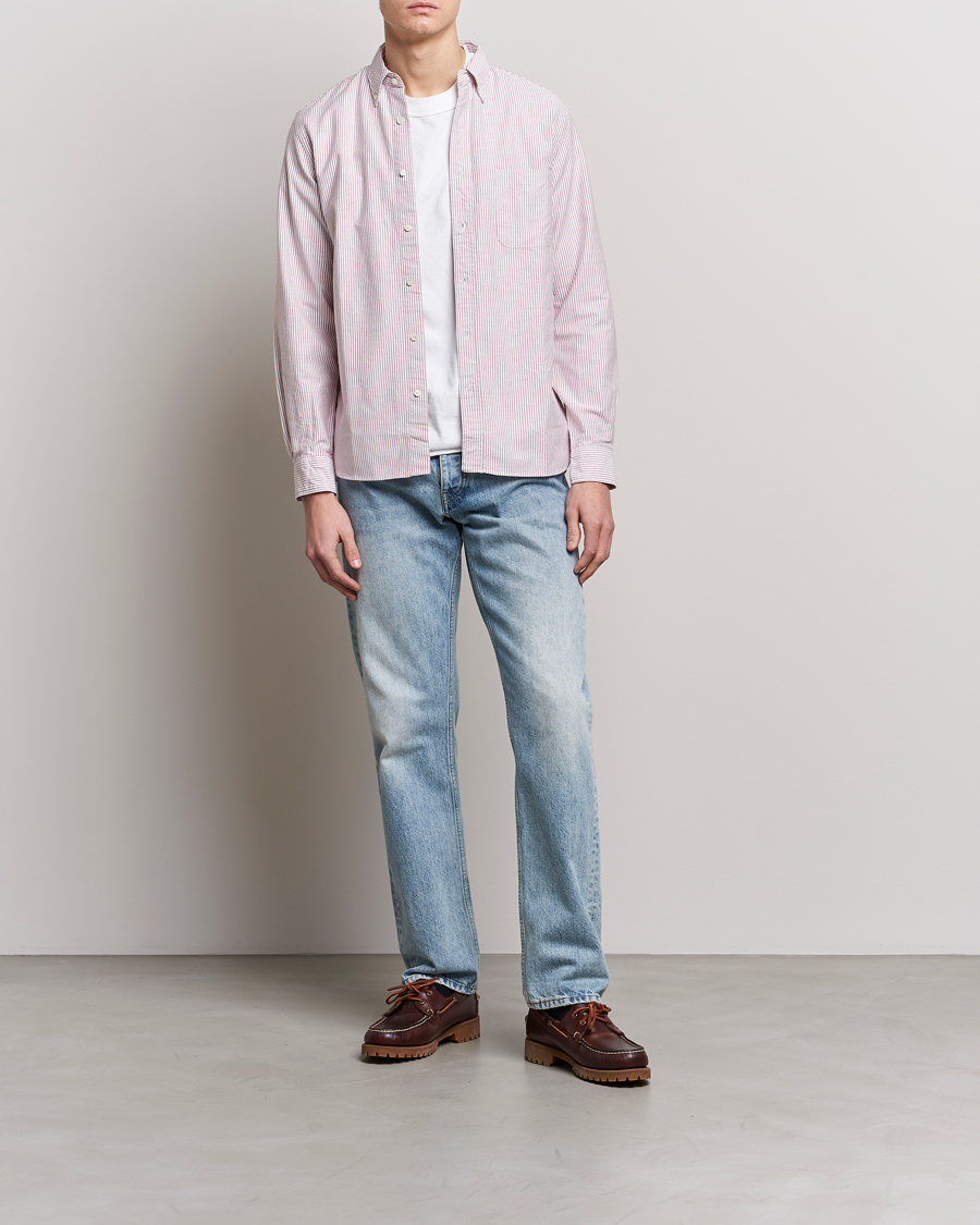 Uomini | Camicie | BEAMS PLUS | Oxford Button Down Shirt Wine Stripe