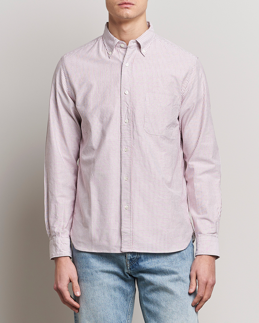Uomini | Camicie | BEAMS PLUS | Oxford Button Down Shirt Wine Stripe