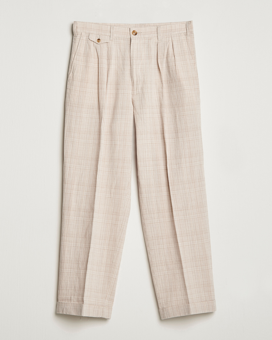 Uomini | Pantaloni | BEAMS PLUS | Cotton/Linen Comfort Trousers Natural