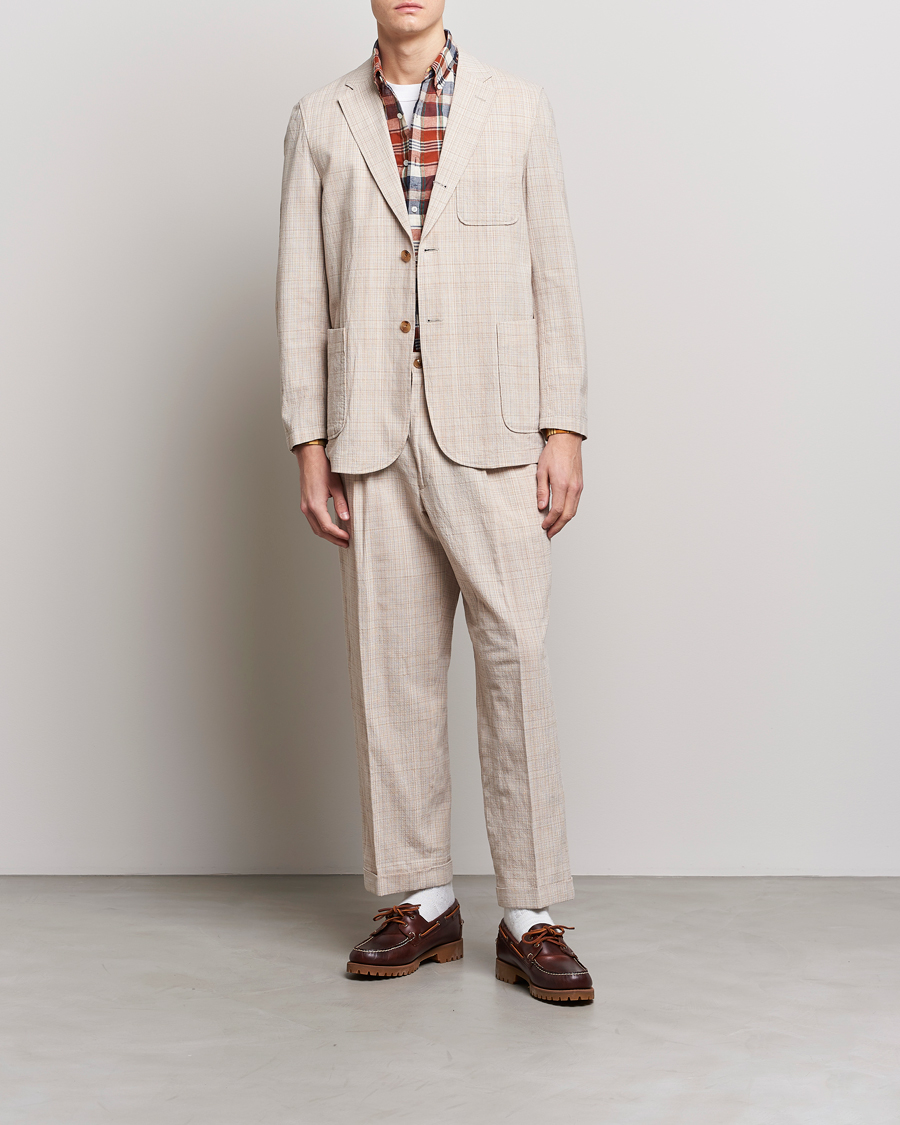 Uomini | Pantaloni | BEAMS PLUS | Cotton/Linen Comfort Trousers Natural