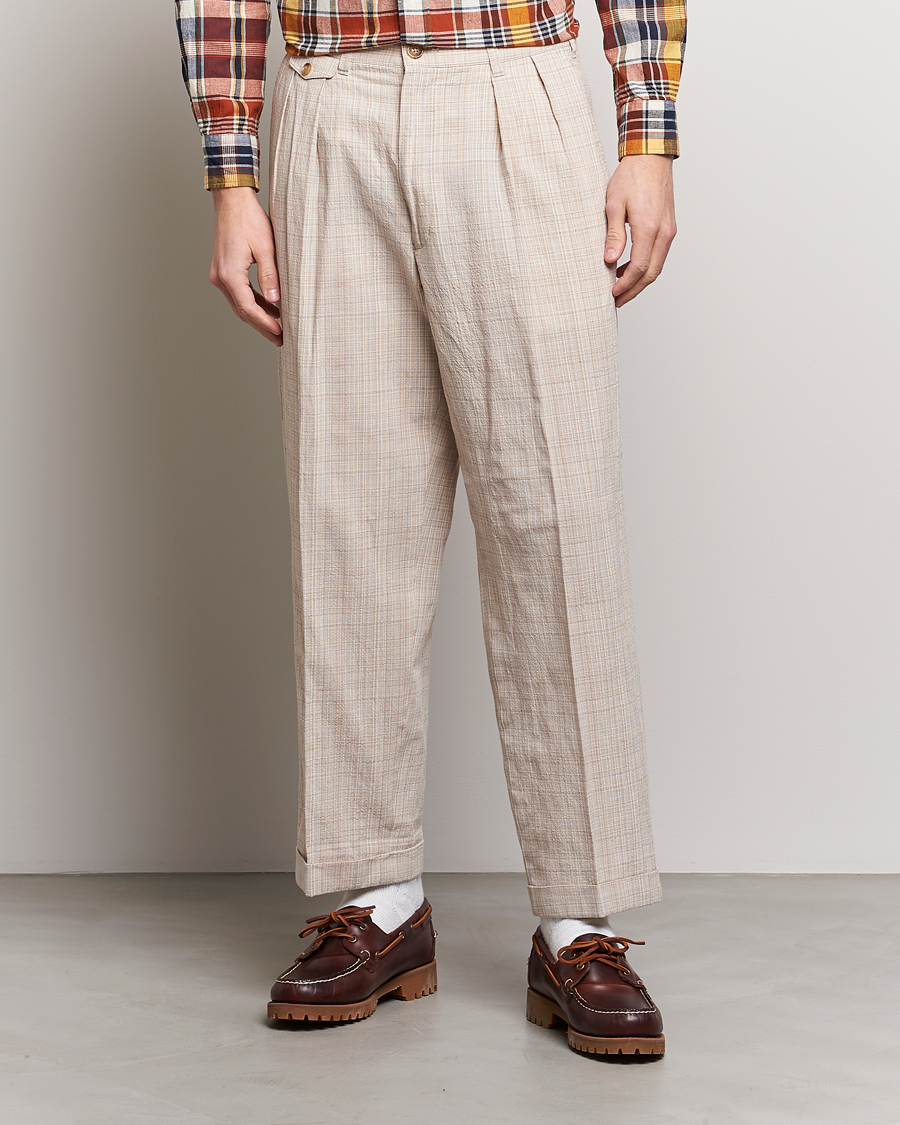 Uomini | Pantaloni | BEAMS PLUS | Cotton/Linen Comfort Trousers Natural