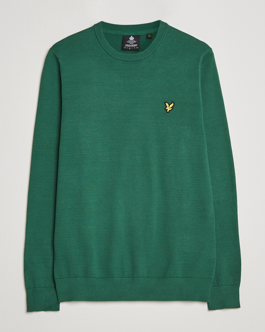 Uomini | Maglieria | Lyle & Scott | Crew Neck Cotton Sweater English Green
