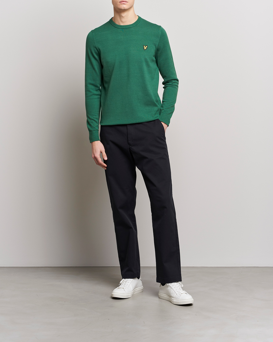 Uomini | Maglieria | Lyle & Scott | Crew Neck Cotton Sweater English Green