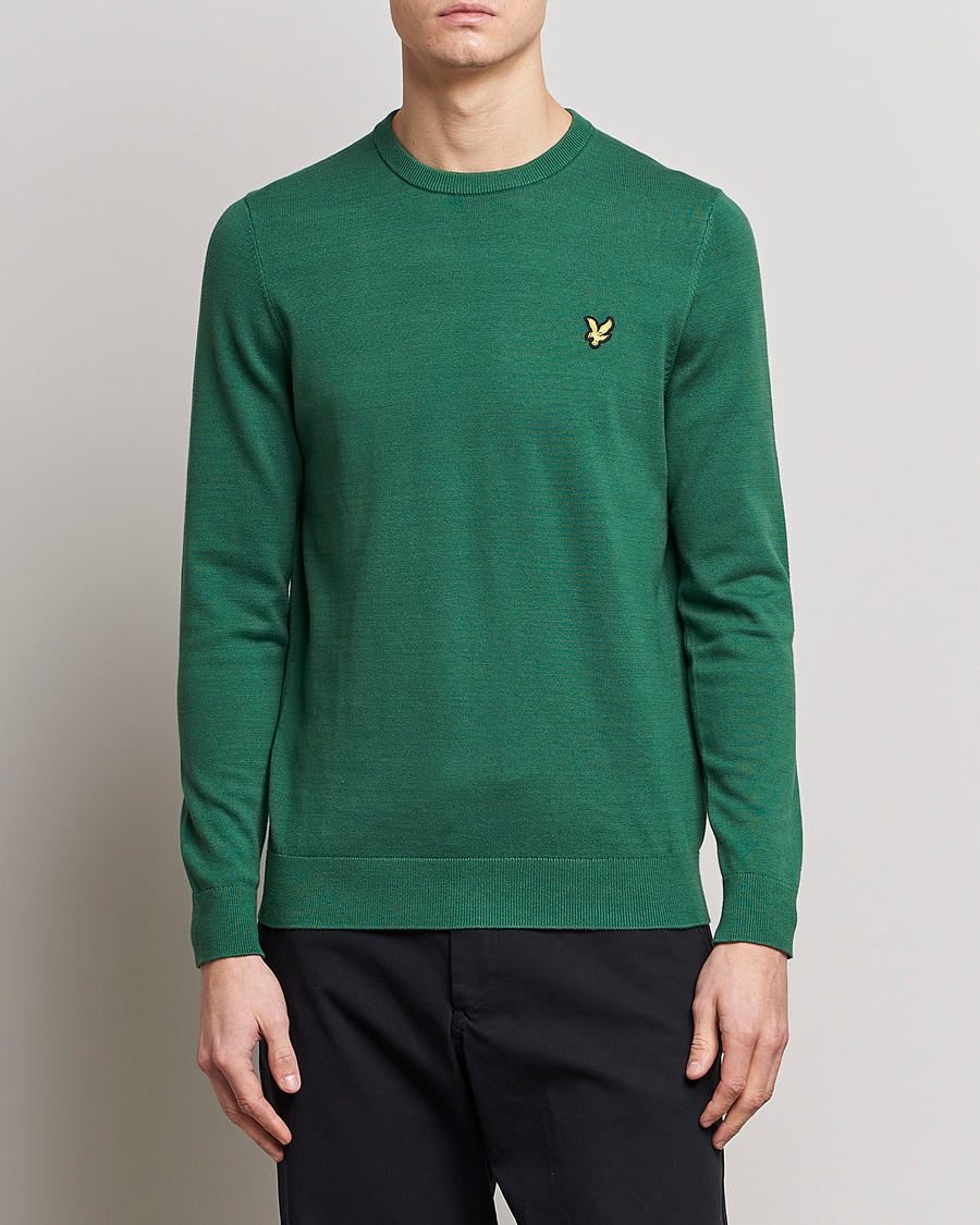Uomini | Maglieria | Lyle & Scott | Crew Neck Cotton Sweater English Green