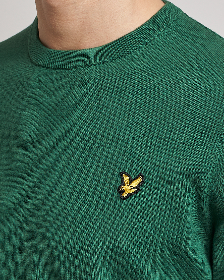 Uomini | Maglieria | Lyle & Scott | Crew Neck Cotton Sweater English Green