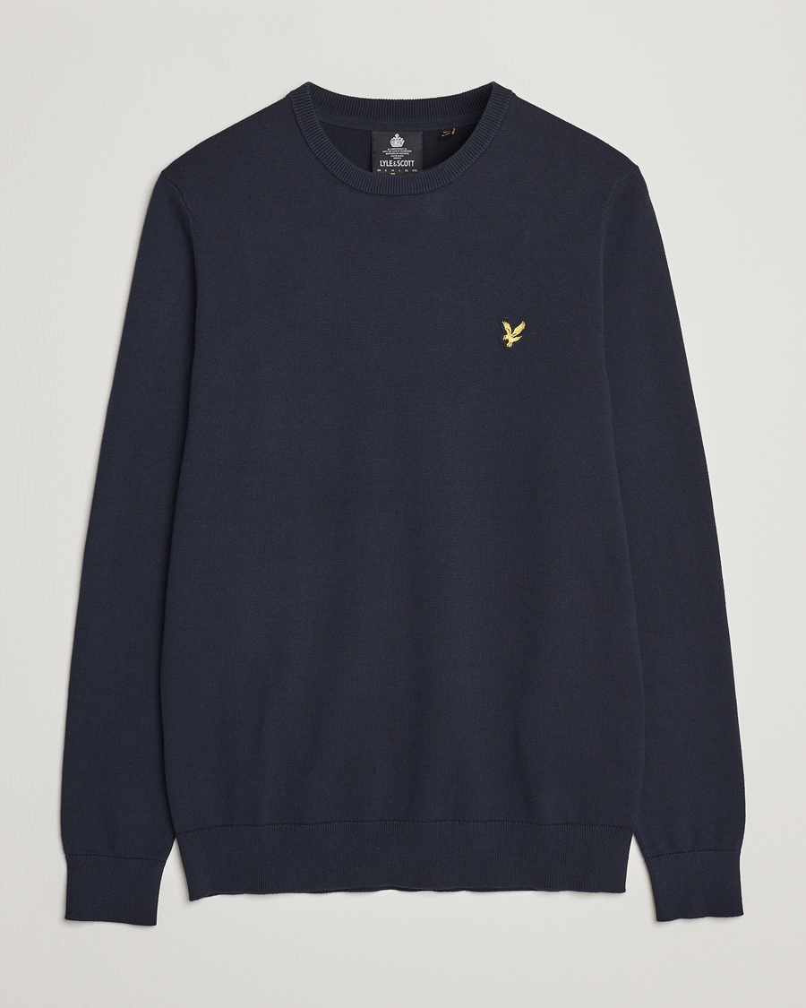 Uomini | Maglieria | Lyle & Scott | Crew Neck Cotton Sweater Dark Navy