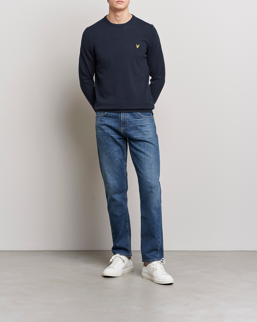 Uomini | Maglieria | Lyle & Scott | Crew Neck Cotton Sweater Dark Navy