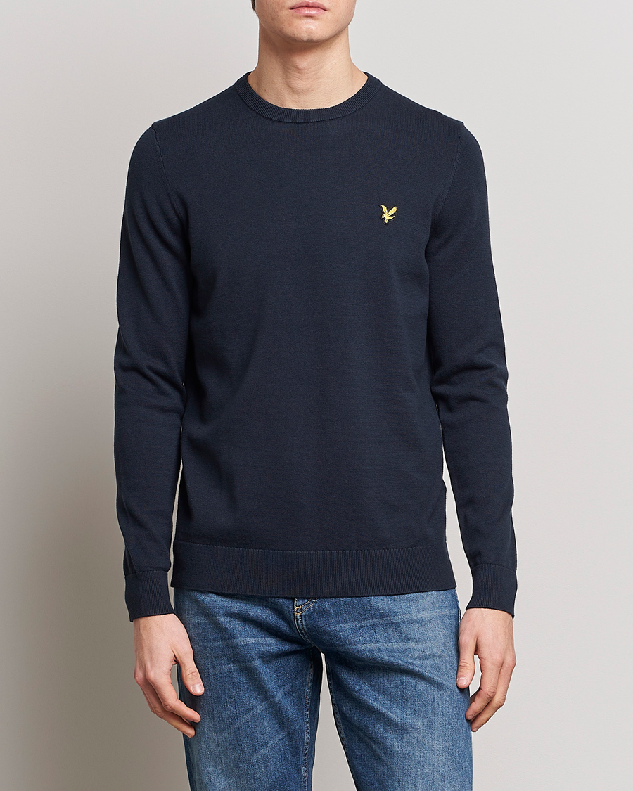 Uomini | Maglieria | Lyle & Scott | Crew Neck Cotton Sweater Dark Navy
