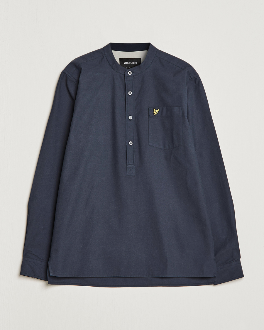 Uomini | Camicie | Lyle & Scott | Marl Grandad Shirt Dark Navy