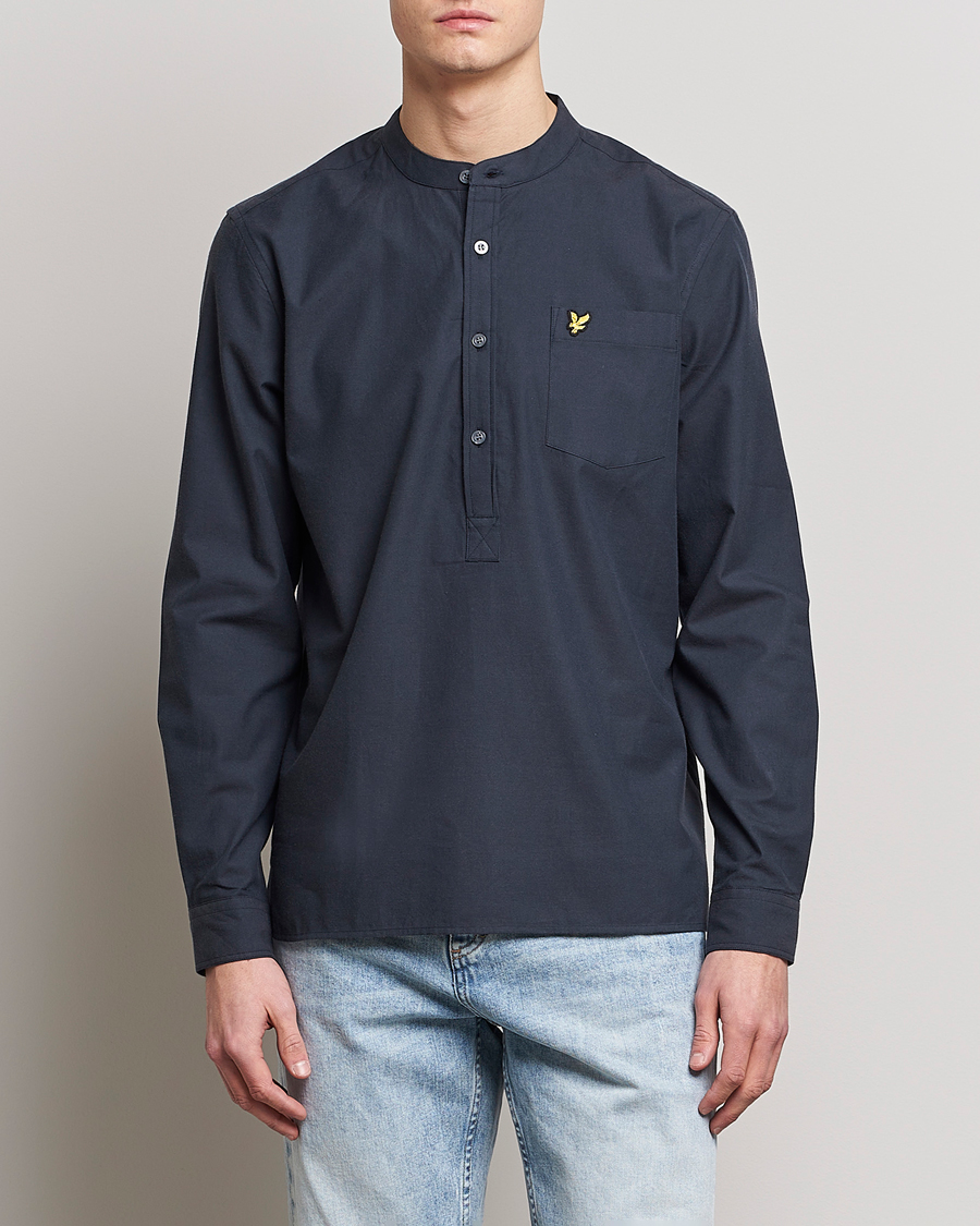 Uomini | Camicie | Lyle & Scott | Marl Grandad Shirt Dark Navy
