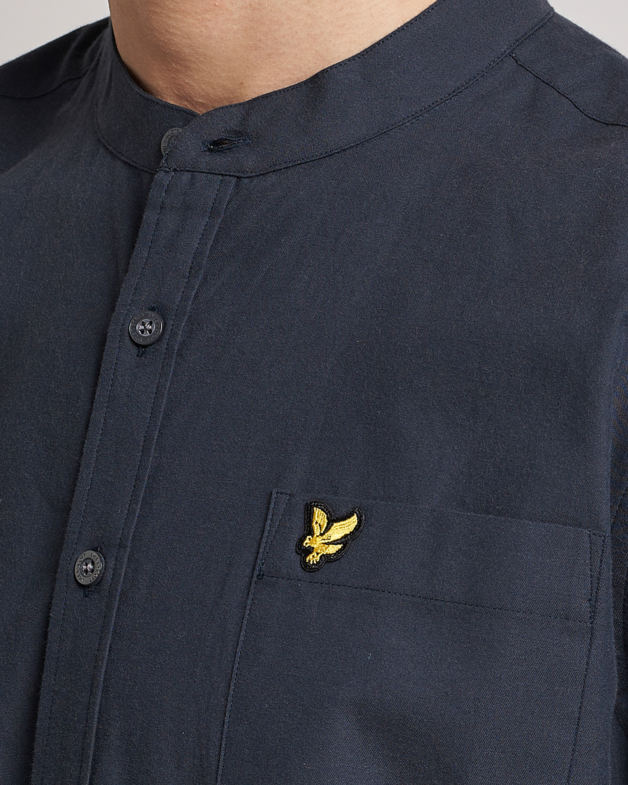 Uomini | Camicie | Lyle & Scott | Marl Grandad Shirt Dark Navy