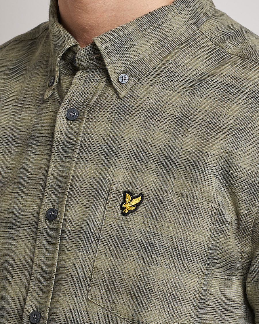 Uomini | Camicie | Lyle & Scott | Button Down Flannel Shirt Sea Weed