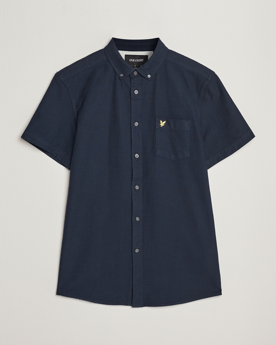 Uomini | Camicie | Lyle & Scott | Cotton Slub Short Sleeve Shirt Dark Navy