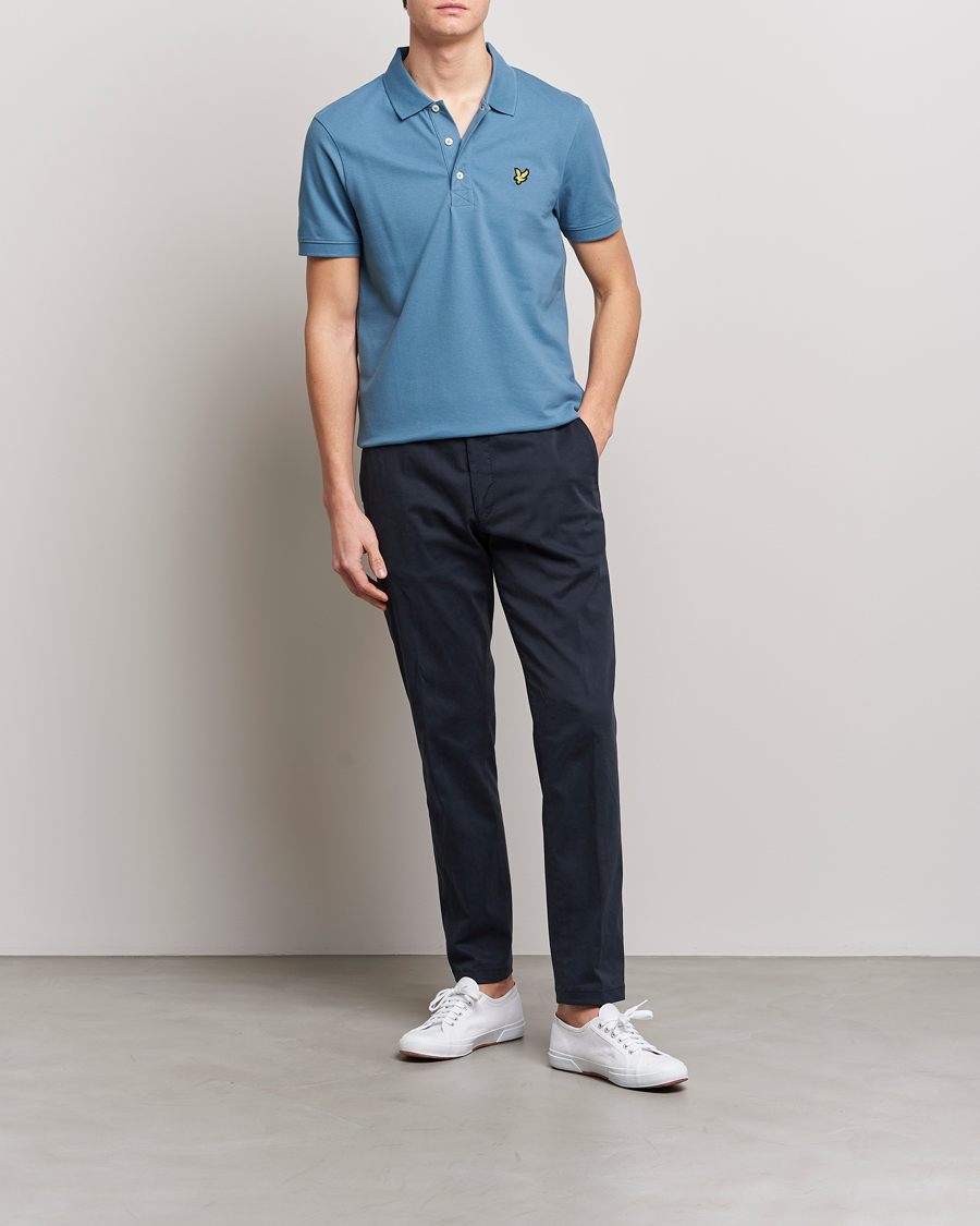 Uomini | Polo | Lyle & Scott | Plain Pique Polo Skipton Blue