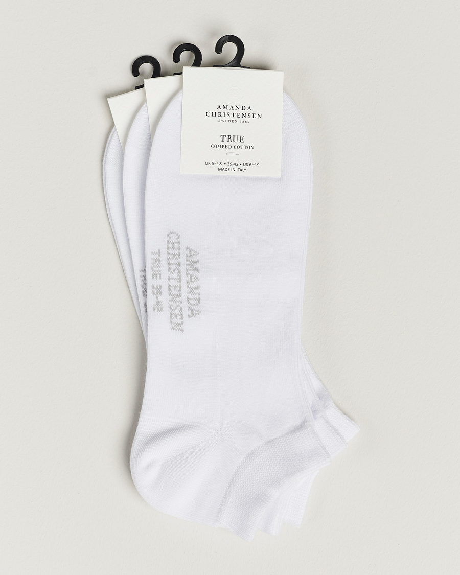 Uomini | Biancheria intima | Amanda Christensen | 3-Pack True Cotton Sneaker Socks White