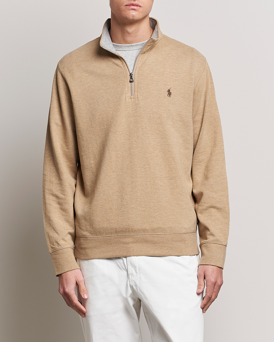 Uomini | Maglieria | Polo Ralph Lauren | Tech Double Knit Half Zip Luxury Tan Heather