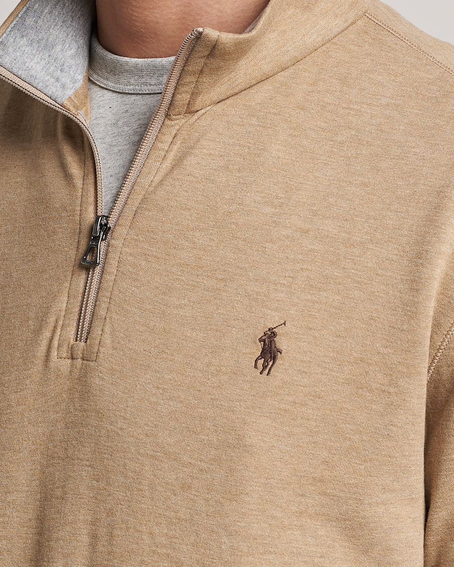 Uomini | Maglieria | Polo Ralph Lauren | Tech Double Knit Half Zip Luxury Tan Heather
