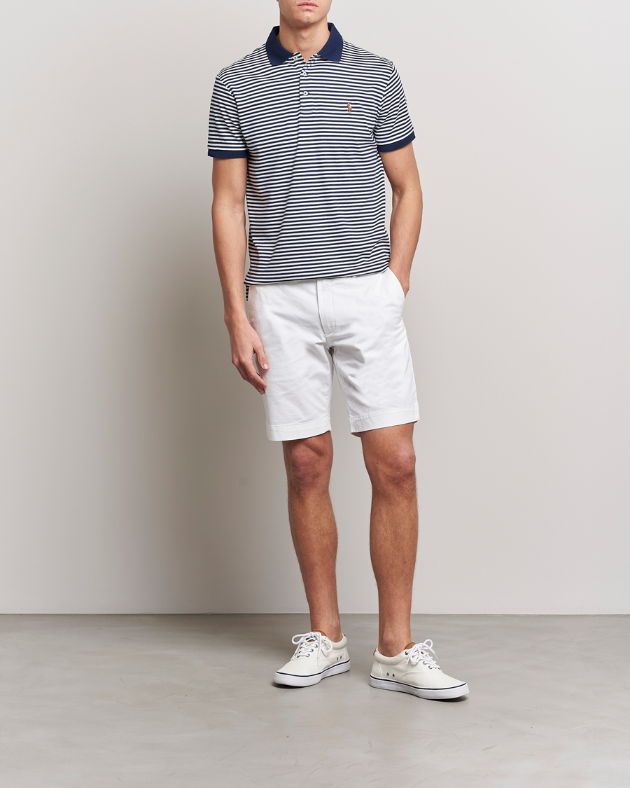 Uomini | Polo | Polo Ralph Lauren | Luxury Pima Cotton Striped Polo French Navy/White