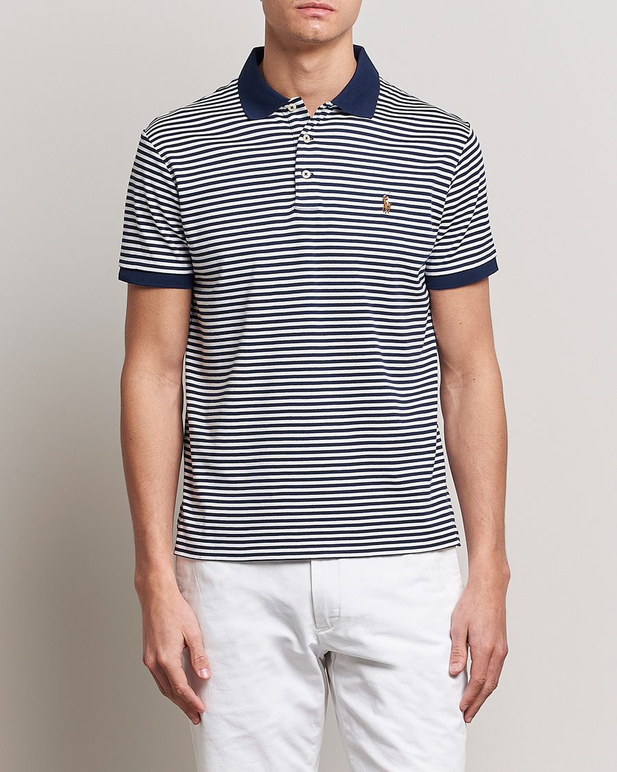 Uomini | Polo | Polo Ralph Lauren | Luxury Pima Cotton Striped Polo French Navy/White