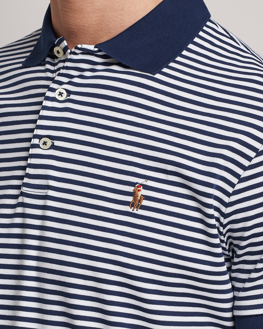Uomini | Polo | Polo Ralph Lauren | Luxury Pima Cotton Striped Polo French Navy/White