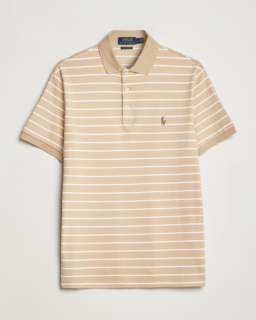 Uomini | Polo | Polo Ralph Lauren | Luxury Pima Cotton Striped Polo Sand Dune/White