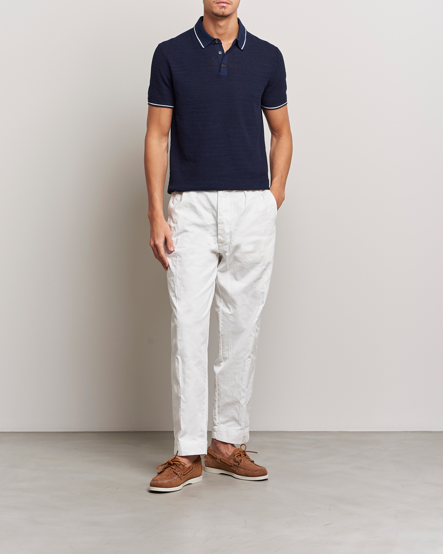 Uomini | Polo | Polo Ralph Lauren | Cotton/Linen Textured Polo Bright Navy