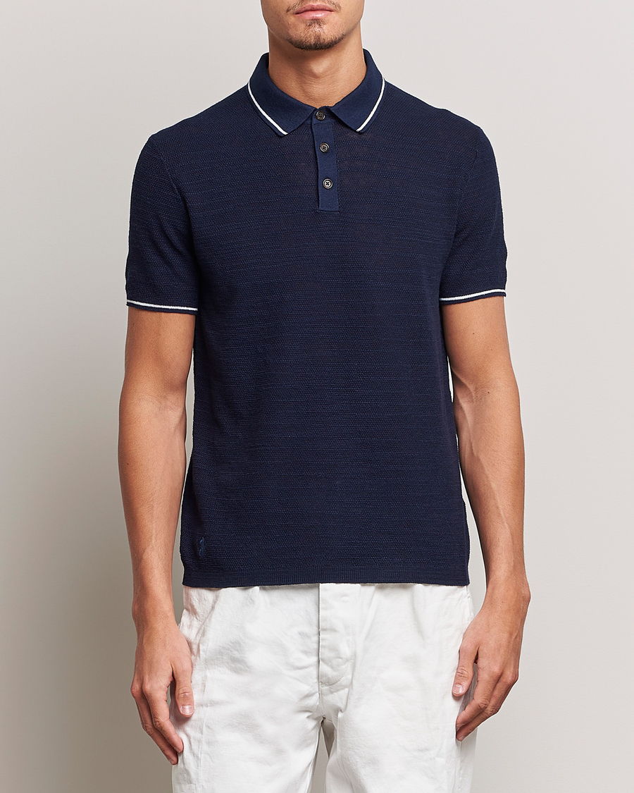 Uomini | Polo | Polo Ralph Lauren | Cotton/Linen Textured Polo Bright Navy