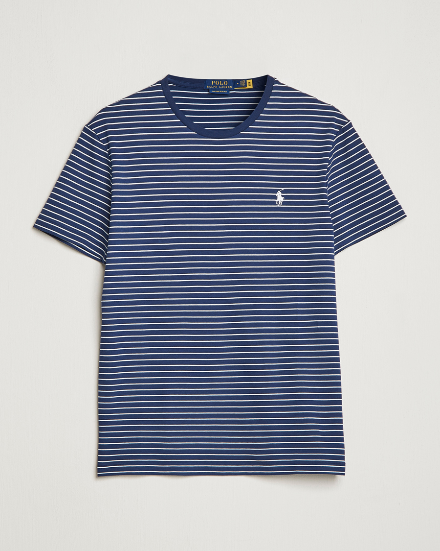 Uomini | T-shirt | Polo Ralph Lauren | Luxury Pima Cotton Striped T-shirt Navy/White